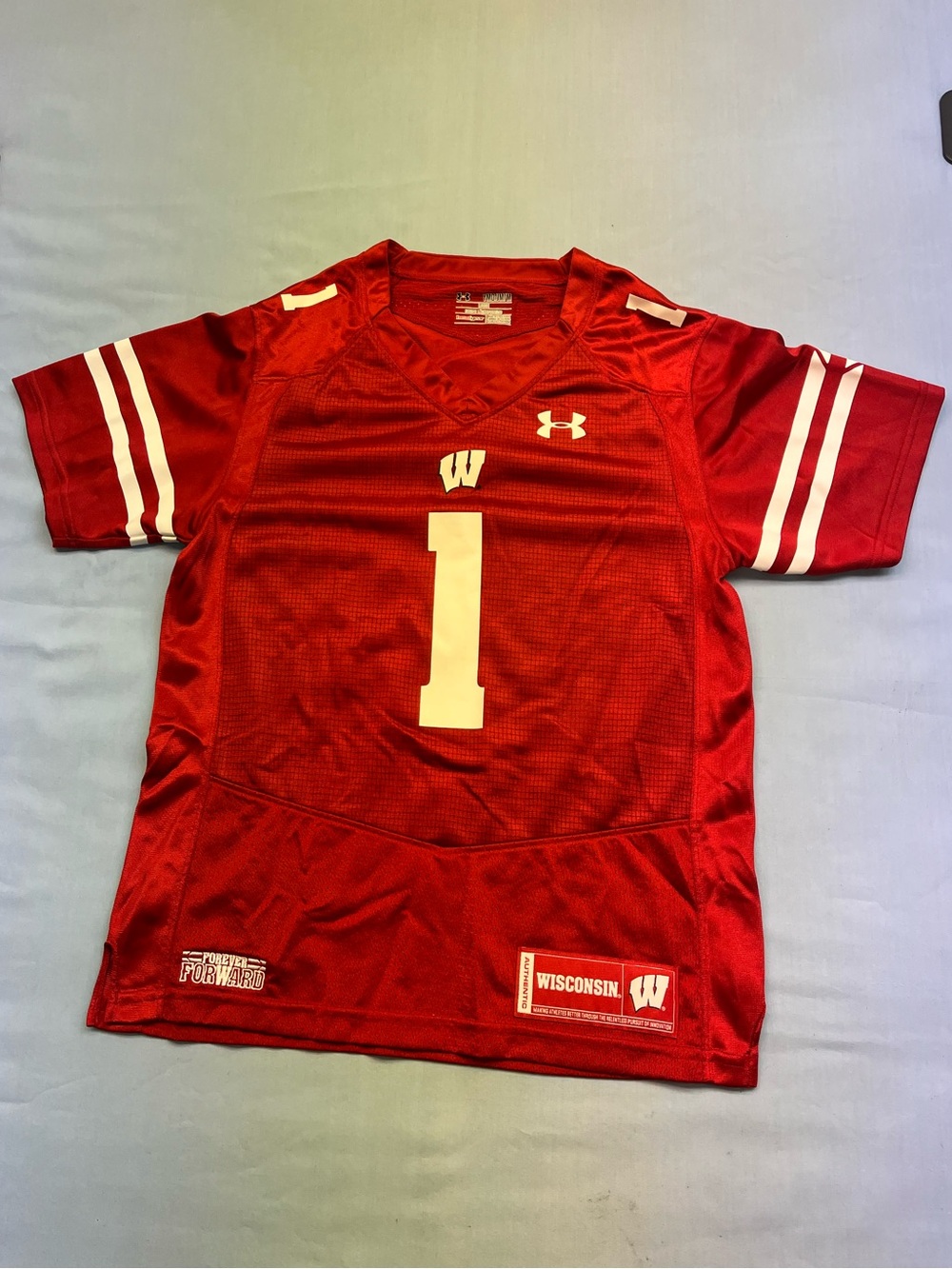 Under Armour Wisconsin Badgers Football Jersey #1 Youth Medium Red White